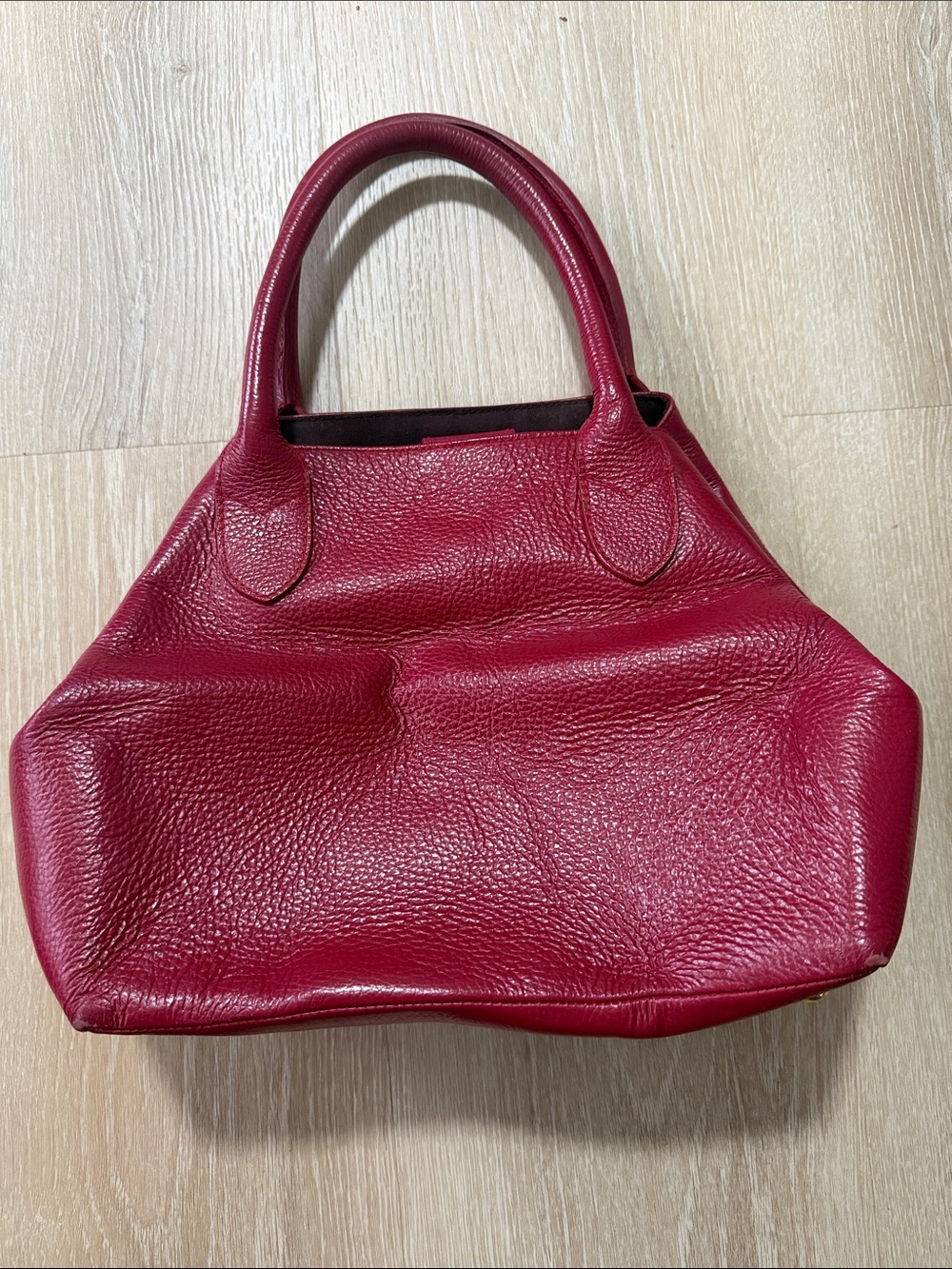 Via Veneto Red Pebbled Leather Tote Bag